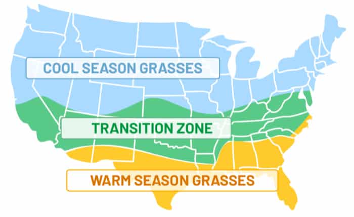 map of united states cool season vs warm season grass